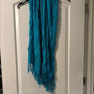 Elegant Blue Fringe Scarf